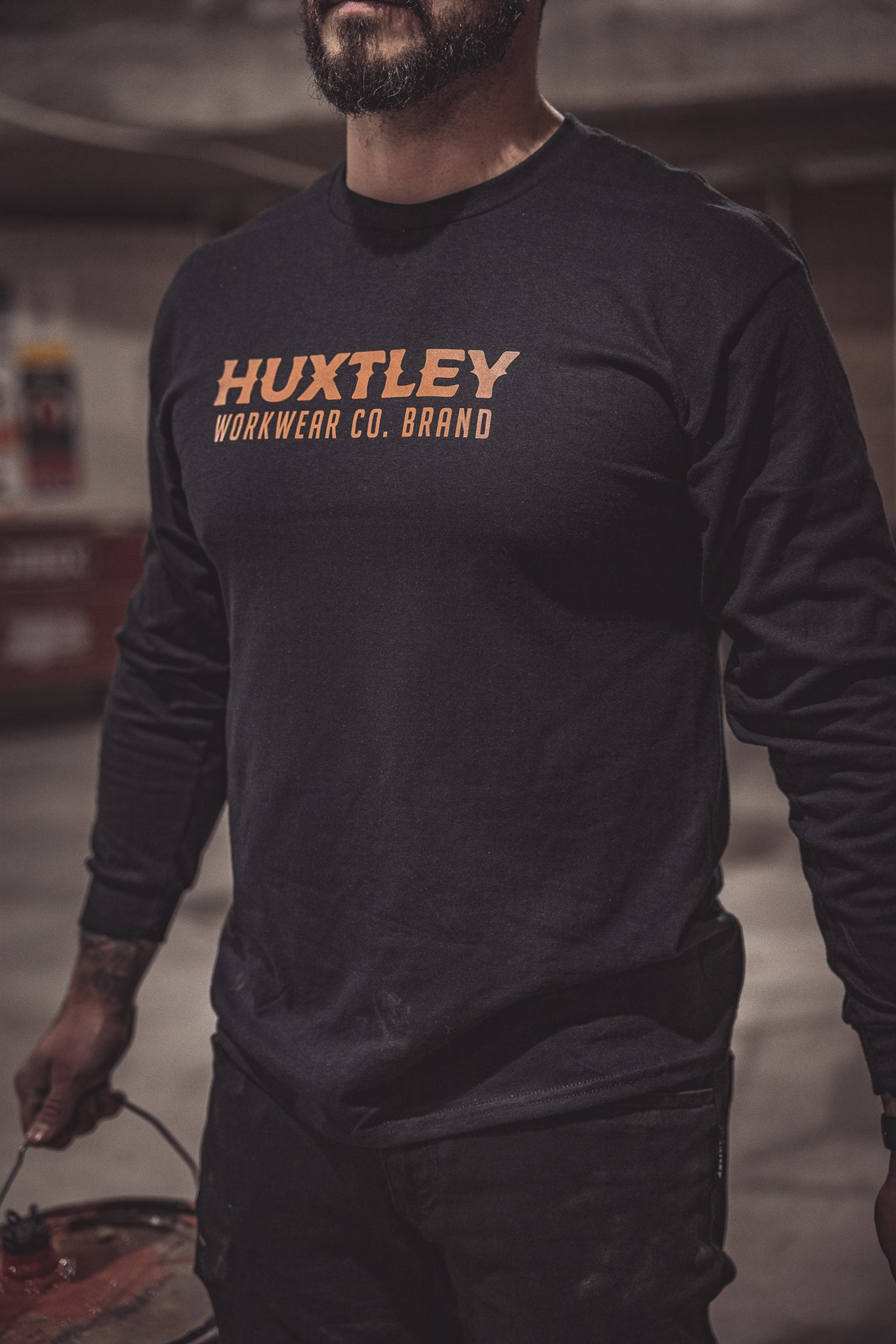 【INCHANT ME】Uni Hood T-shirt HX-226 L/S Tee Black/ Whiskey – Huxtley