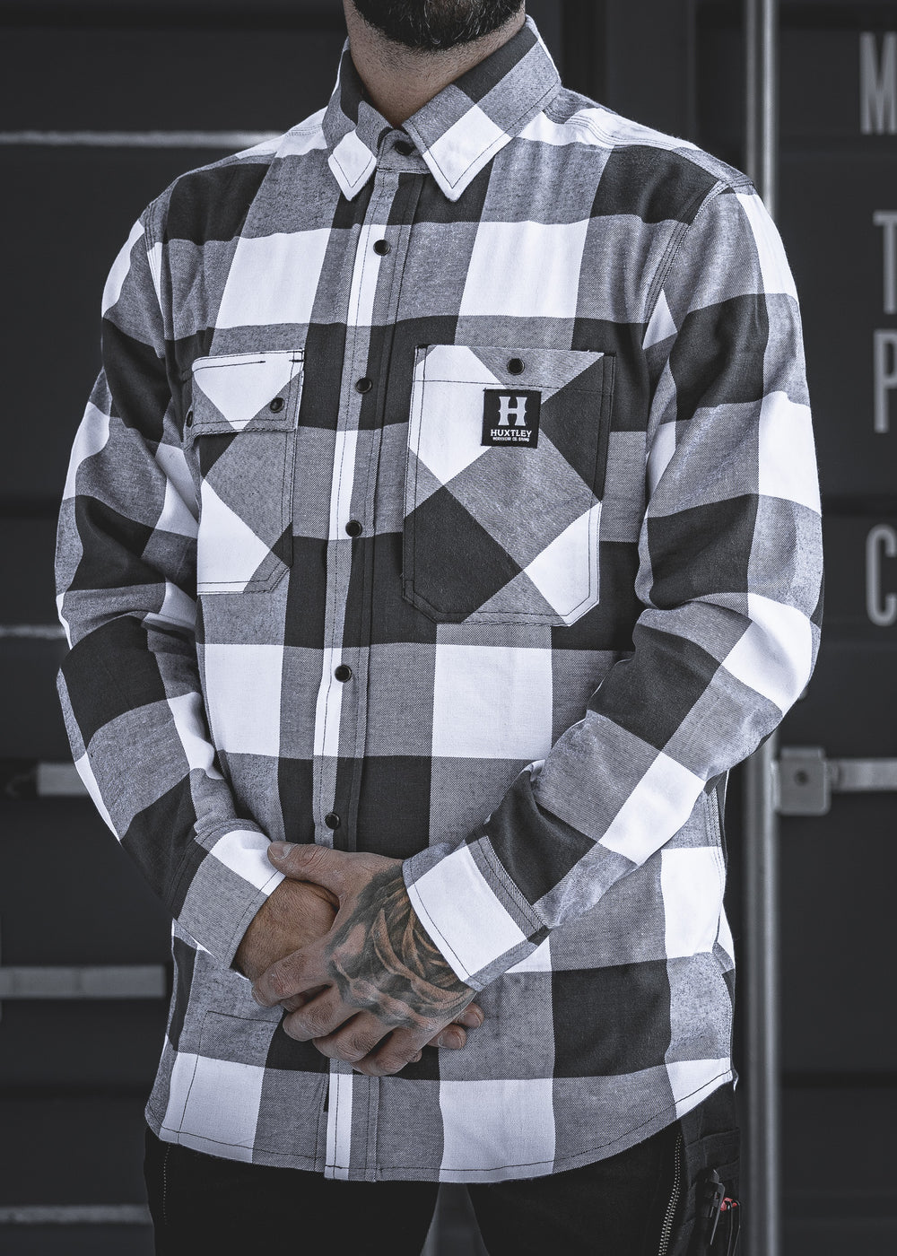 HD-57 Flex Flannel White/ Charcoal