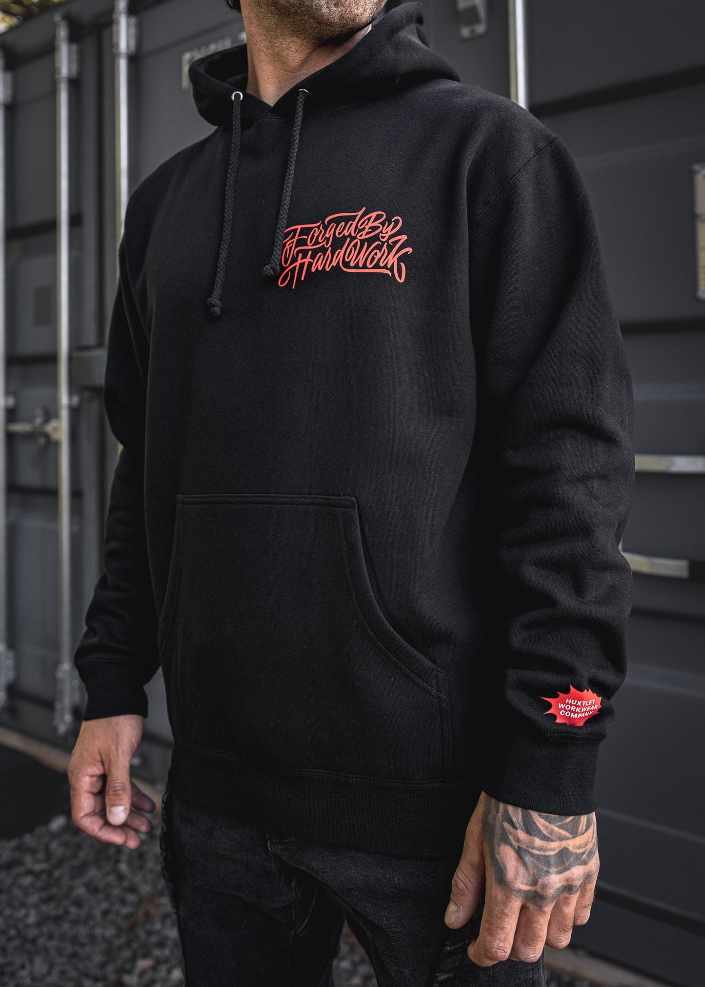 
                  
                    HX-717 Heavyweight Hoodie "Forged By Hard Work" Black
                  
                