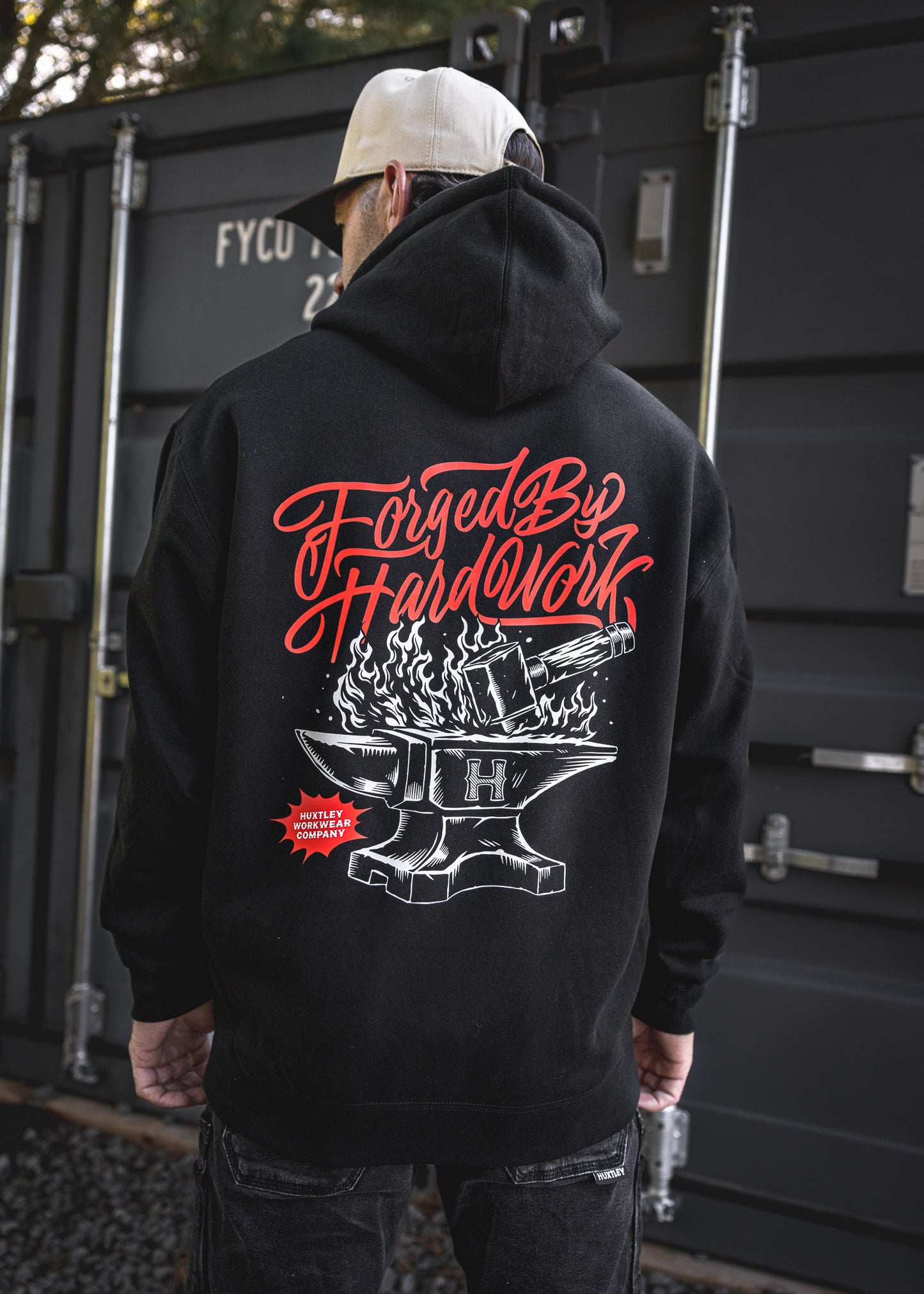 
                  
                    HX-717 Heavyweight Hoodie "Forged By Hard Work" Black
                  
                