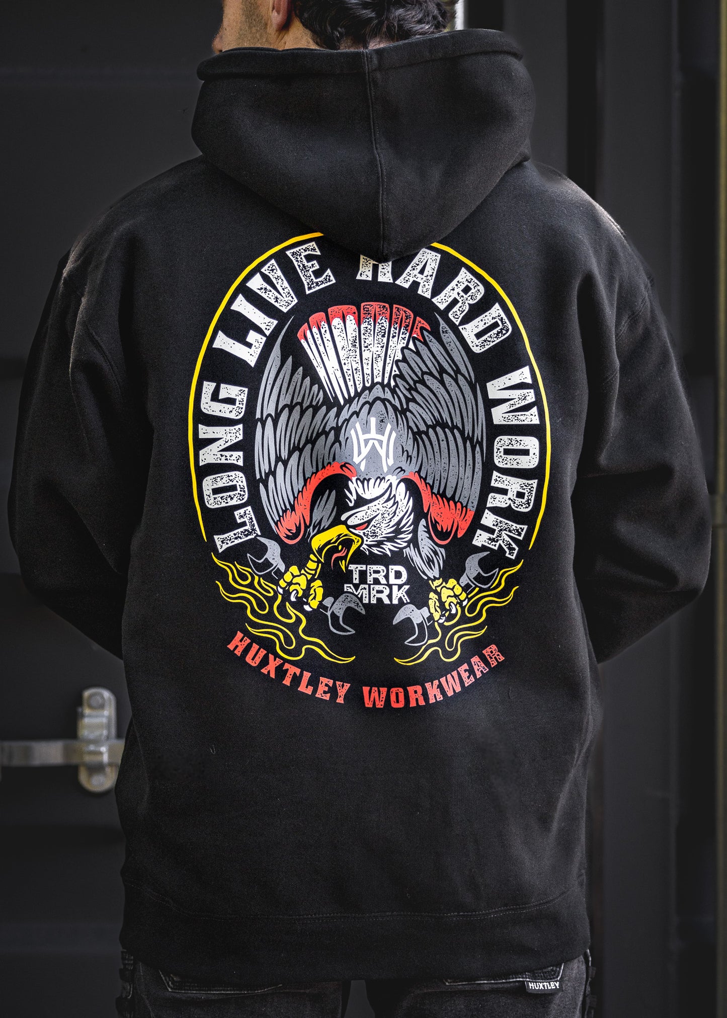 
                  
                    HX-717 Heavyweight Hoodie "Long Live Hard Work" Black
                  
                