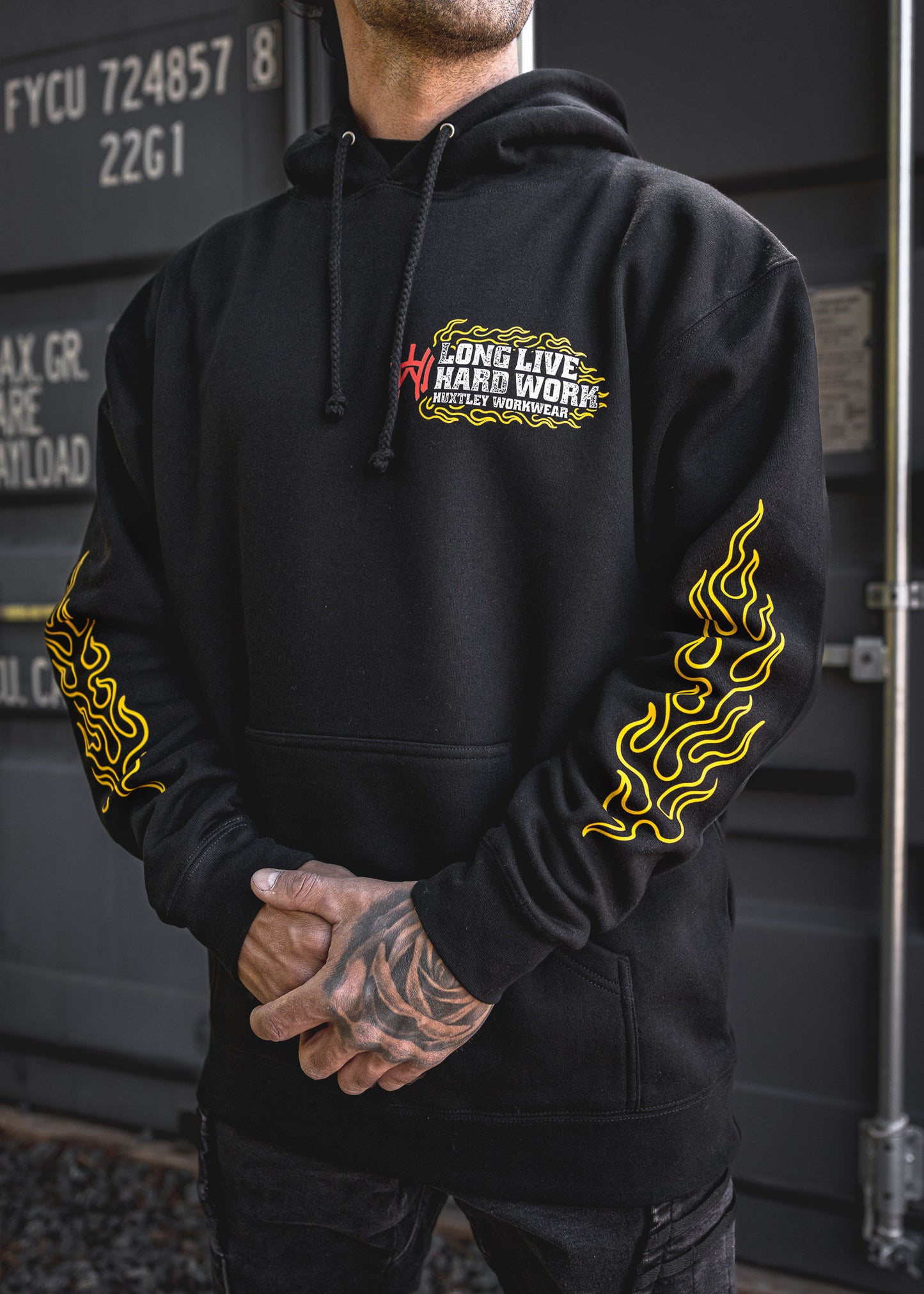 
                  
                    HX-717 Heavyweight Hoodie "Long Live Hard Work" Black
                  
                