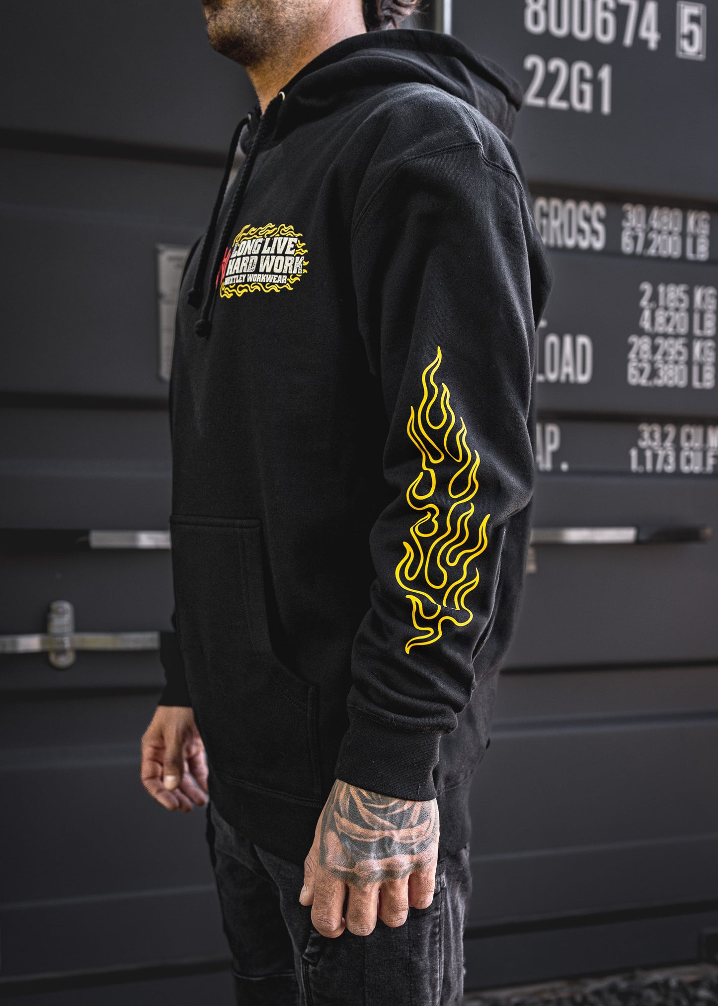 
                  
                    HX-717 Heavyweight Hoodie "Long Live Hard Work" Black
                  
                